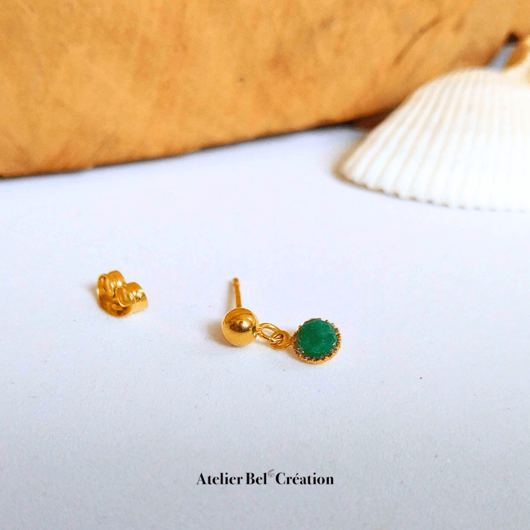 Boucle d’oreille Puce Emeraude « Puebla » - Atelier Bel’Création