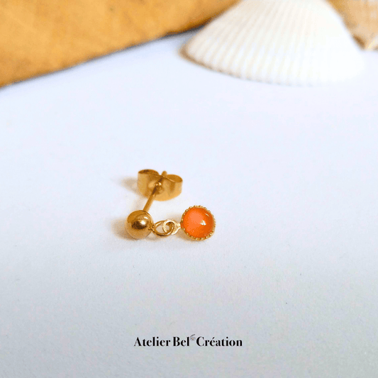 Boucle d’oreille Puce Cornaline « Mérida » - Atelier Bel’Création