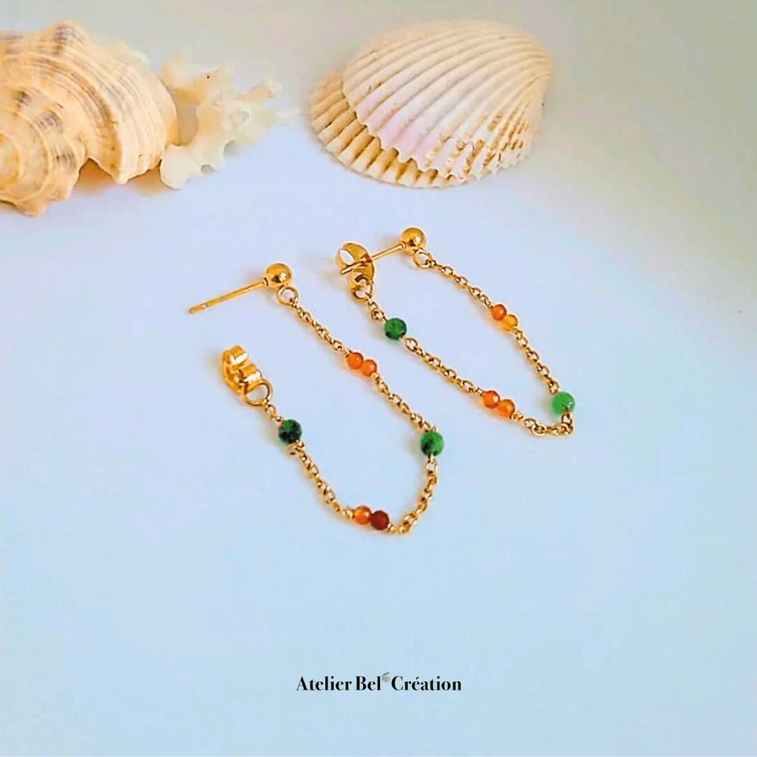 Boucles d’oreilles chaînettes « Mexico » - Atelier Bel’Création