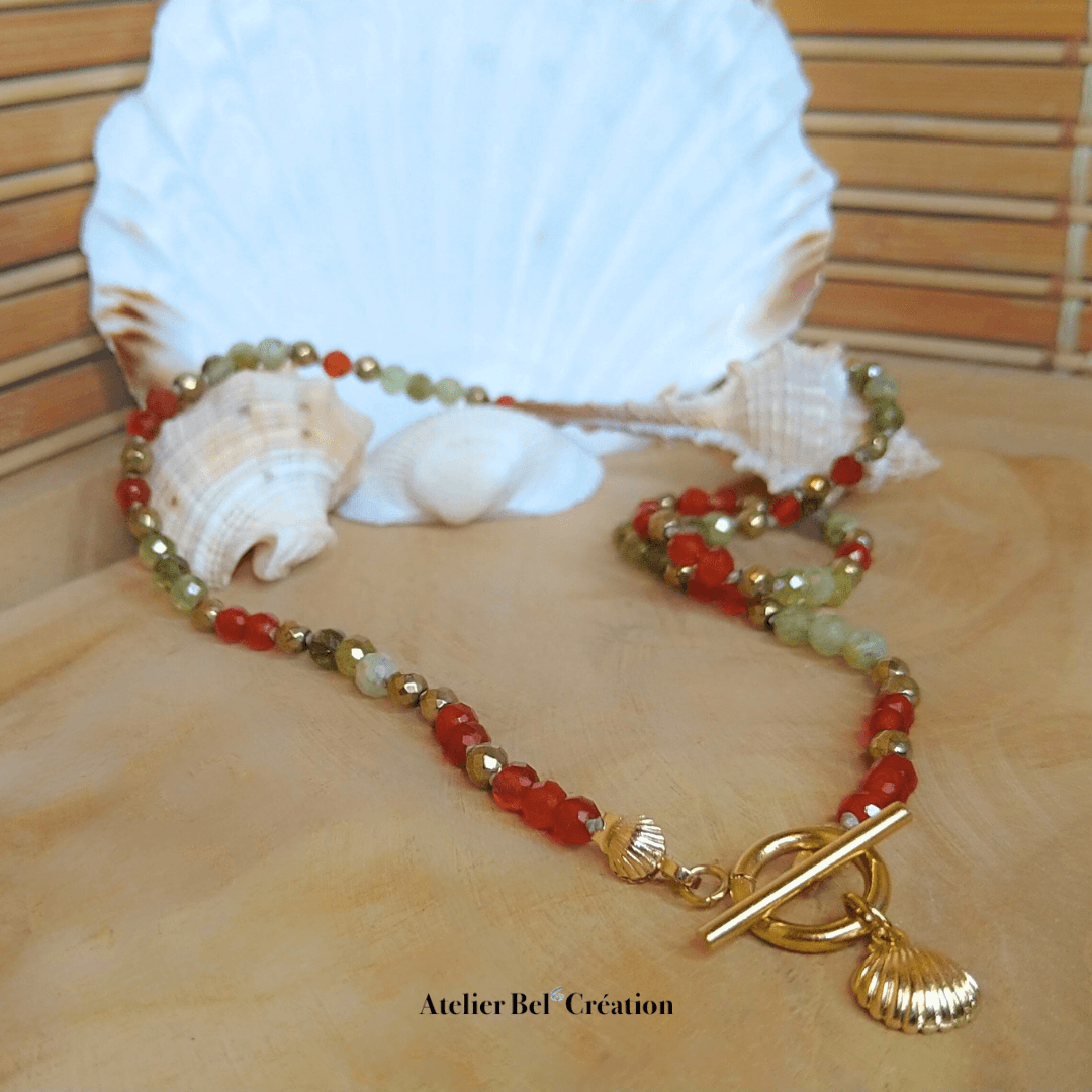 Collier toggle en perles naturelles « Querétaro » - Atelier Bel’Création