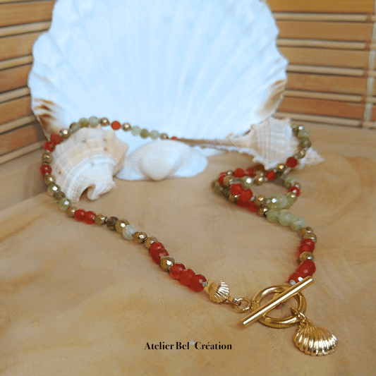 Collier toggle en perles naturelles « Querétaro » - Atelier Bel’Création
