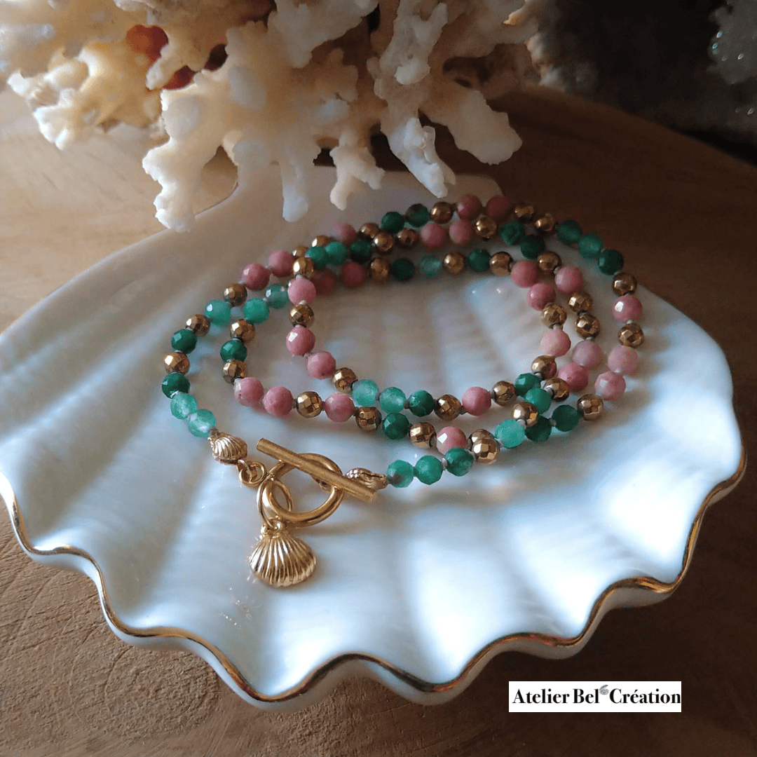 Collier toggle perles naturelles « Daphné » - Atelier Bel’Création