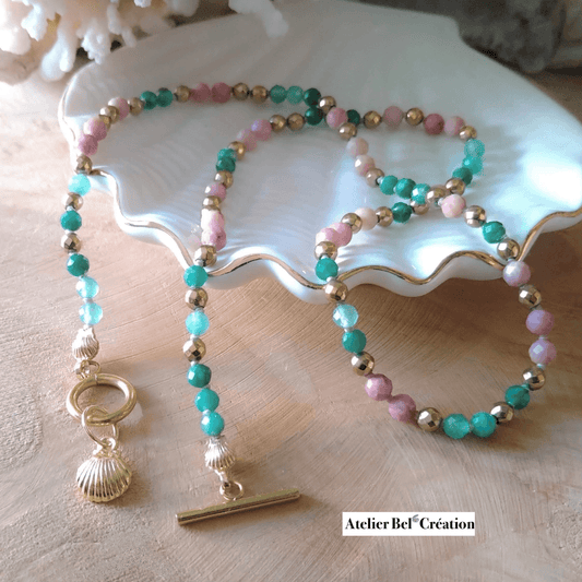 Collier toggle perles naturelles « Daphné » - Atelier Bel’Création