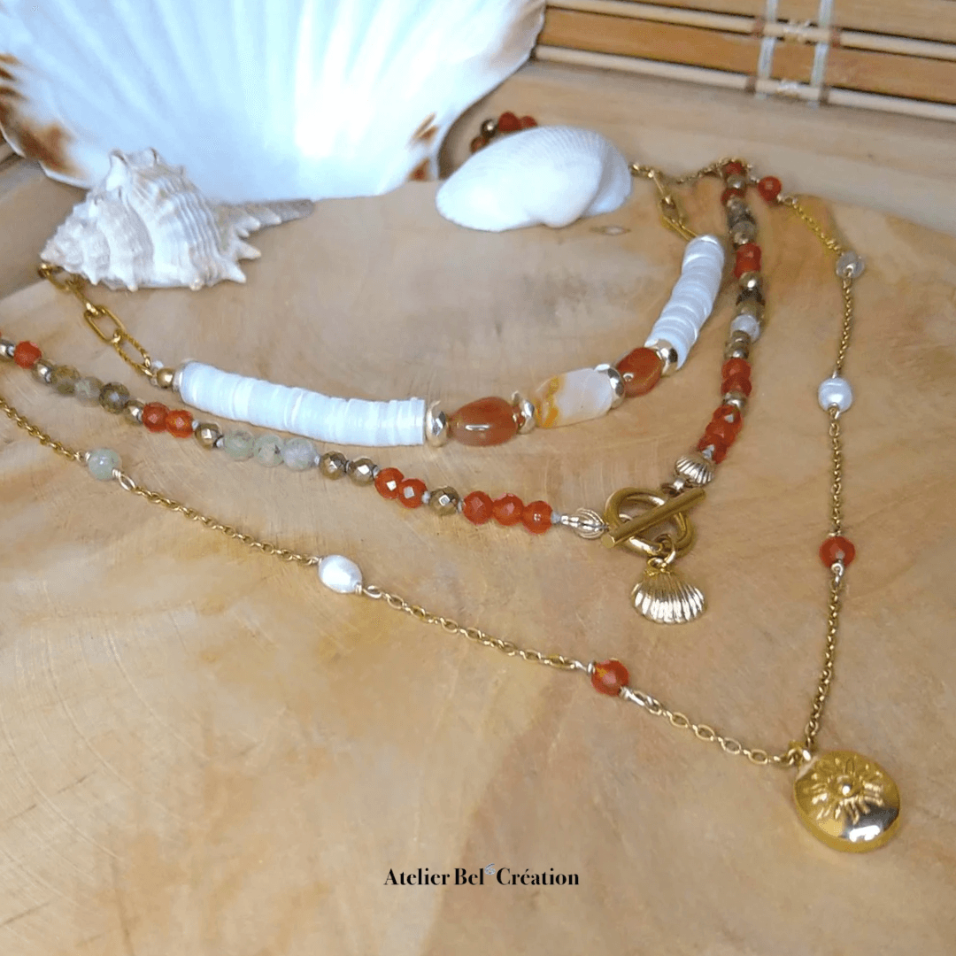 Collier toggle en perles naturelles « Querétaro » - Atelier Bel’Création