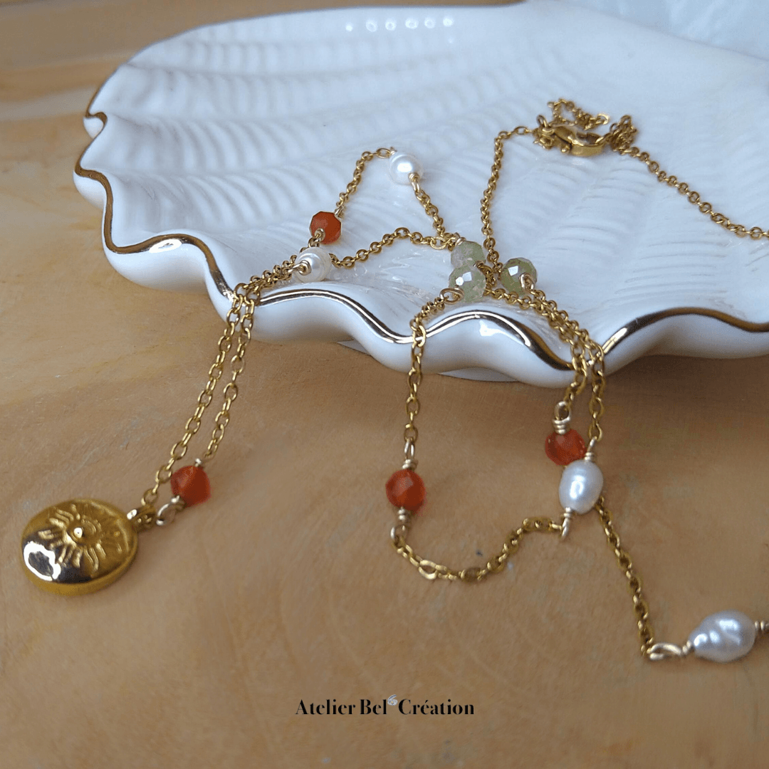 Collier perles et pendentif « Toluca » - Atelier Bel’Création