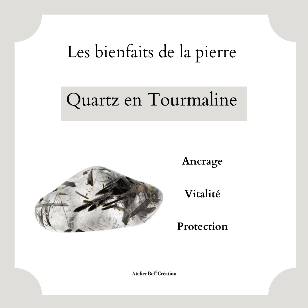 Collier homme, Mala Tourmaline noire « Miran » - Atelier Bel’Création