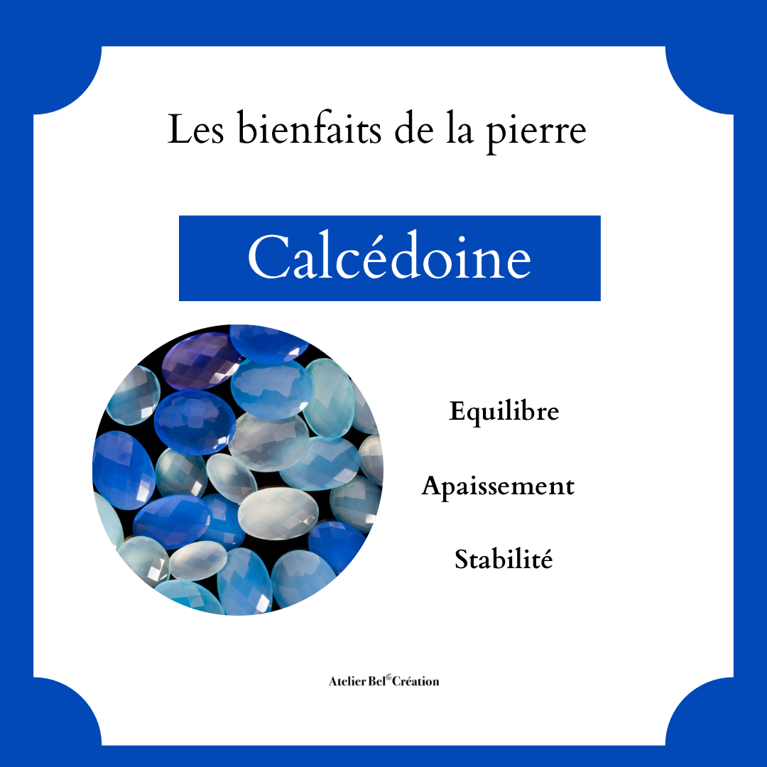 Bague ouverte Calcédoine bleu « Amandine »