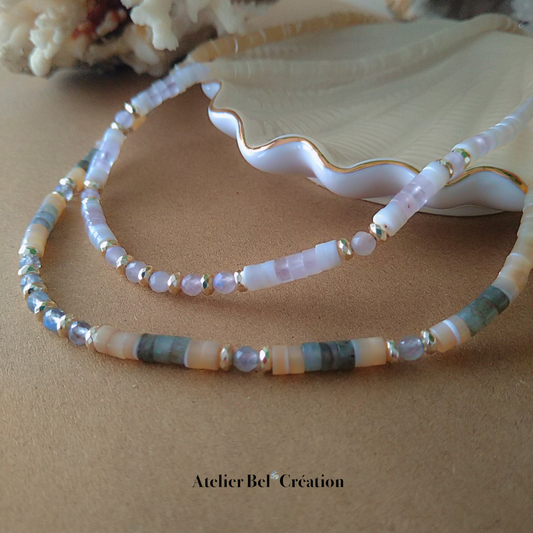 Colliers heishi en nacre « Summer time »
