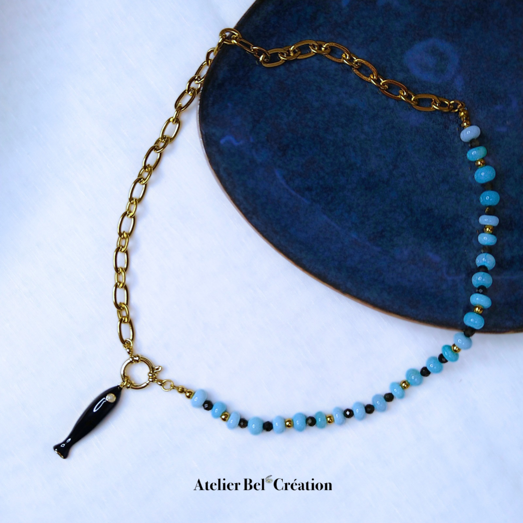 Collier bi-matière « Bubble fish »
