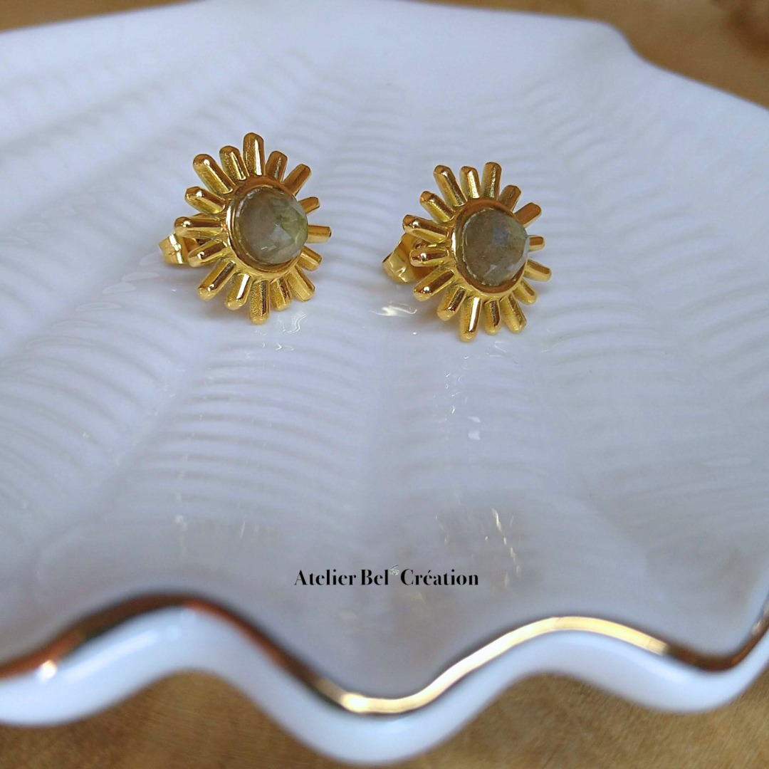 Loelia Labradorite Sun Stud Earrings