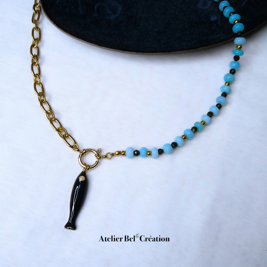 Collier bi-matière « Bubble fish »