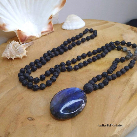 Collier homme, Mala Labradorite « Malonn » - Atelier Bel’Création