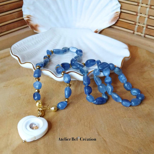Collier perles naturelles en Cyanite « Cyane »