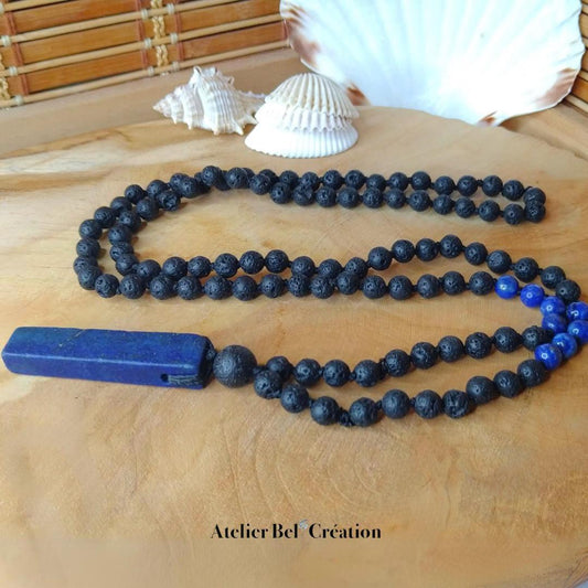 Collier homme, Mala Lapis-lazuli « Milos » - Atelier Bel’Création