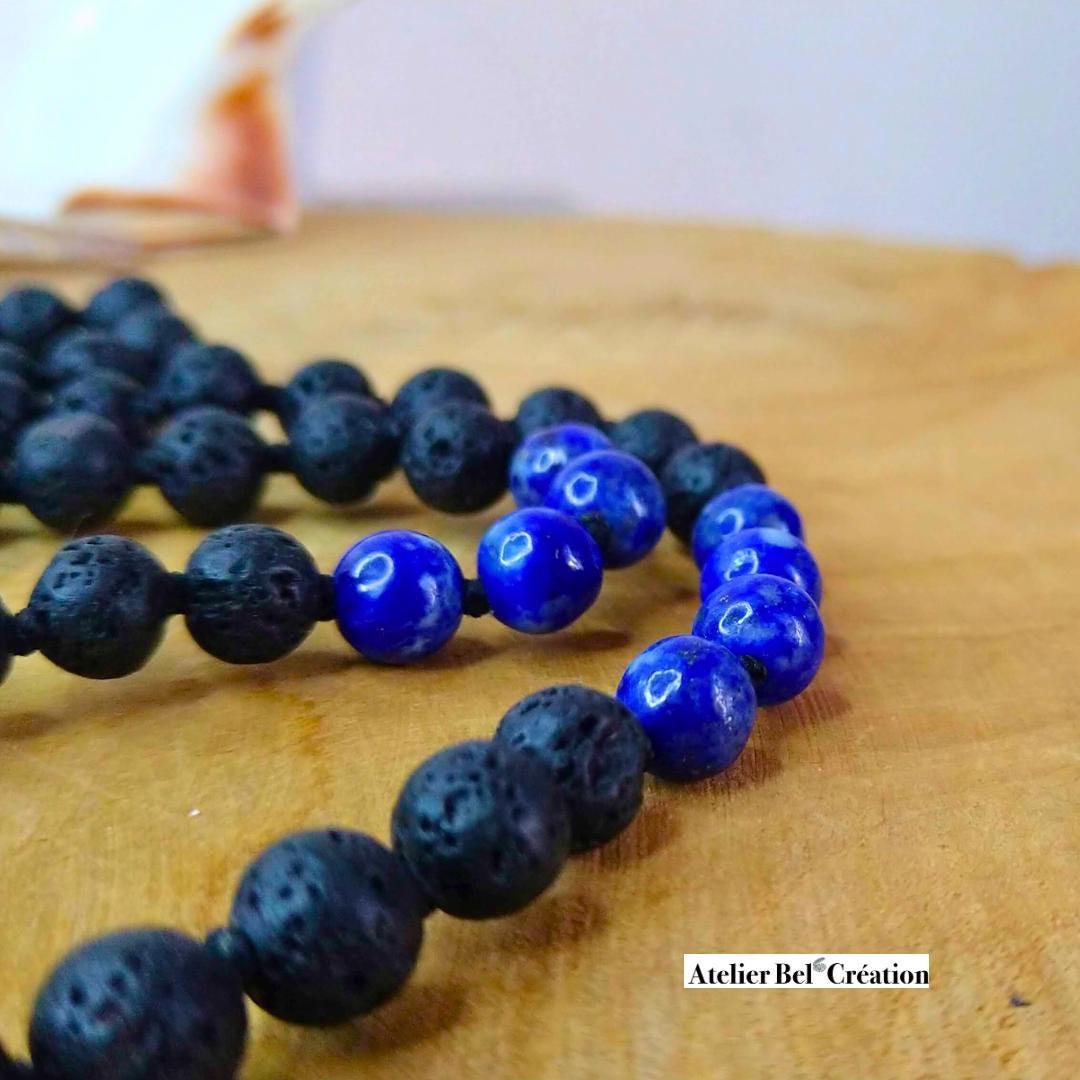 Collier homme, Mala Lapis-lazuli « Milos » - Atelier Bel’Création