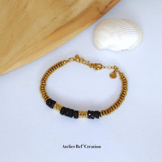 Bracelet Perles naturelles Onyx noir « Lisea » - Atelier Bel’Création