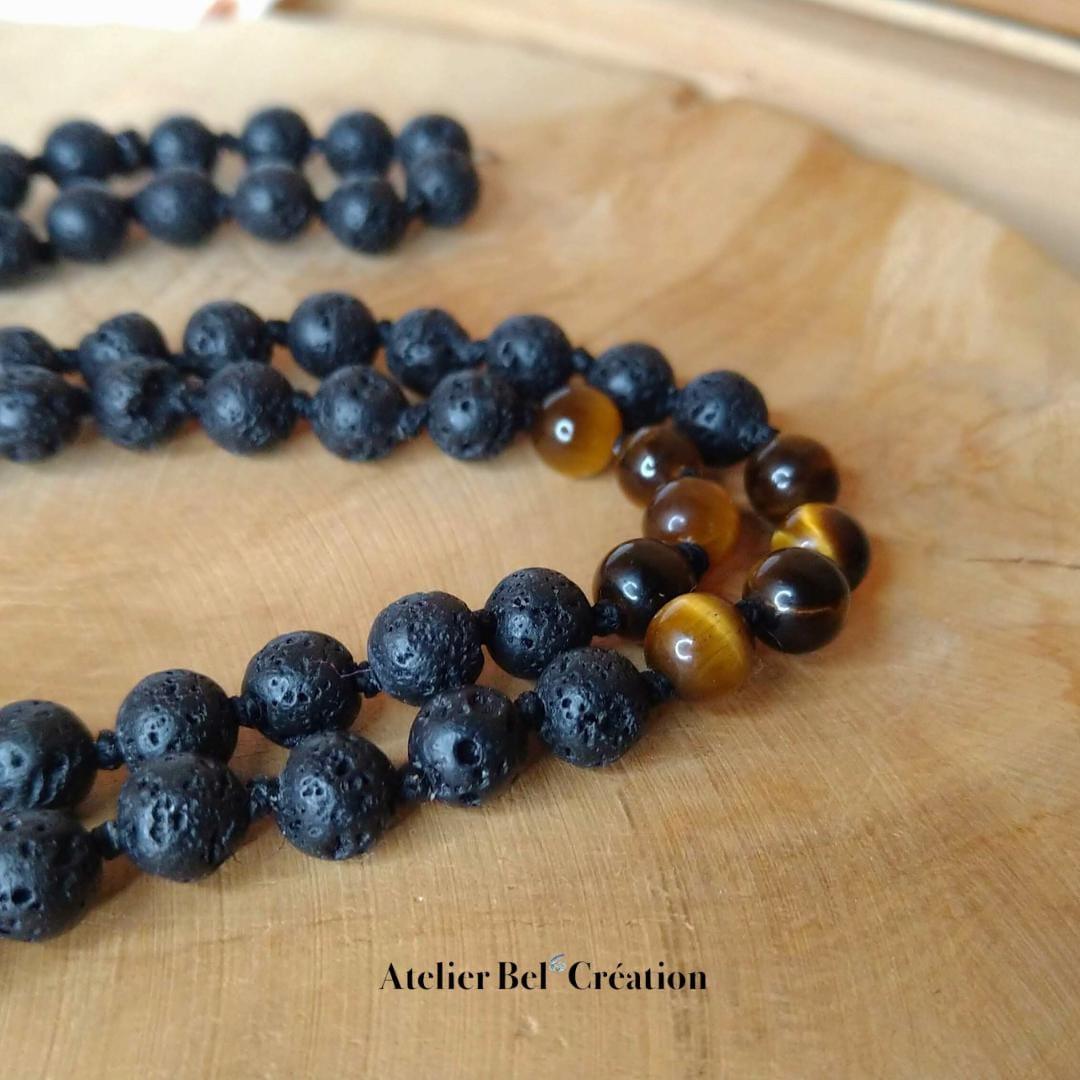 Collier homme, Mala Oeil de tigre « Melvin » - Atelier Bel’Création