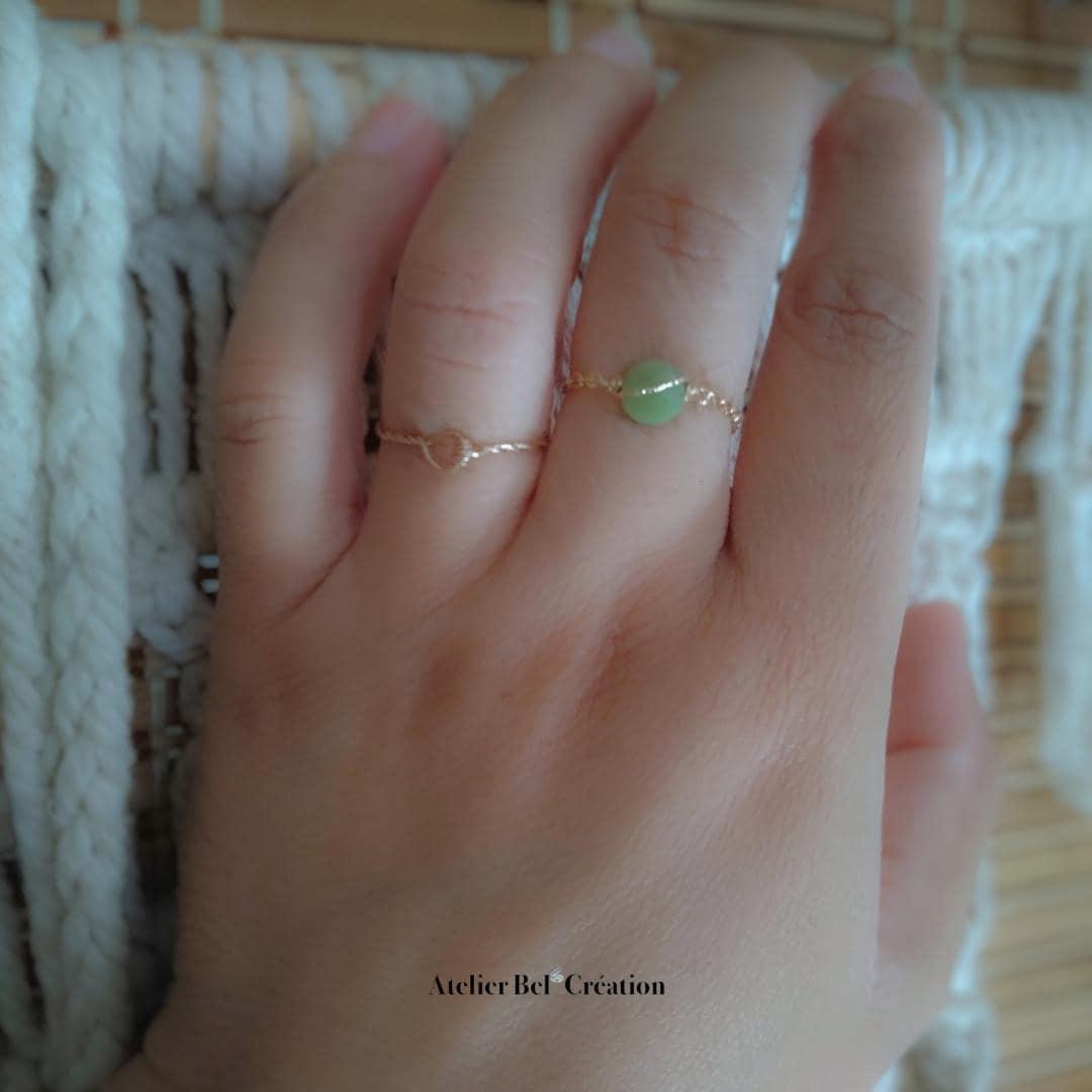 Bague chaînette en pierre de Jade « Baháo » - Atelier Bel’Création