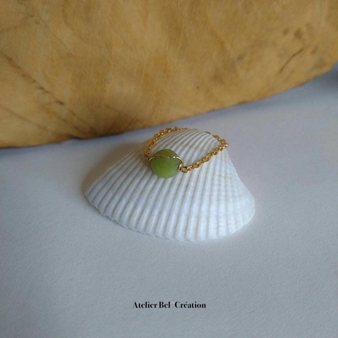 Bague chaînette en pierre de Jade « Baháo » - Atelier Bel’Création