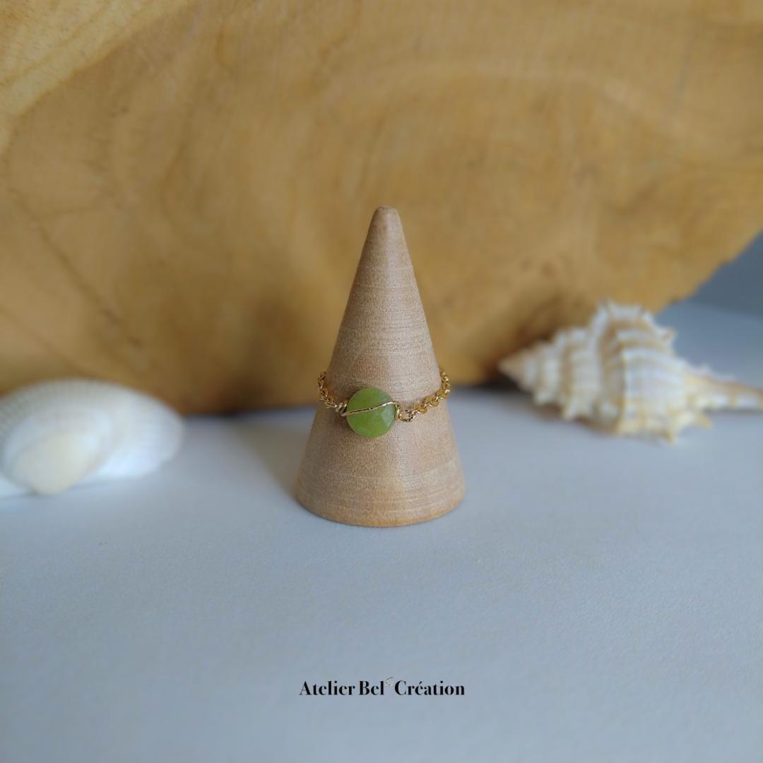 Bague chaînette en pierre de Jade « Baháo » - Atelier Bel’Création