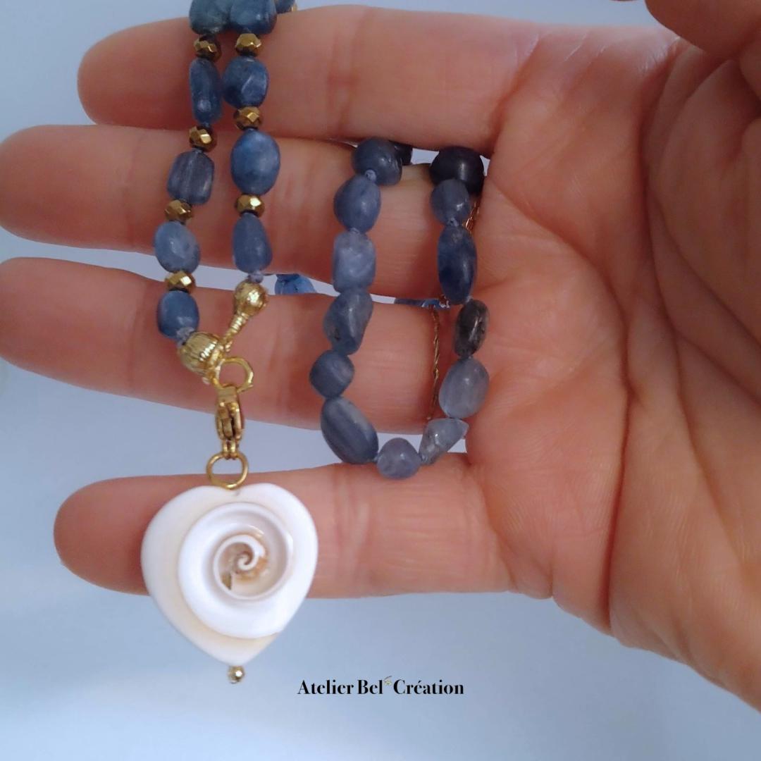 Natural stone Necklace |shell, heart pendant, candy necklace