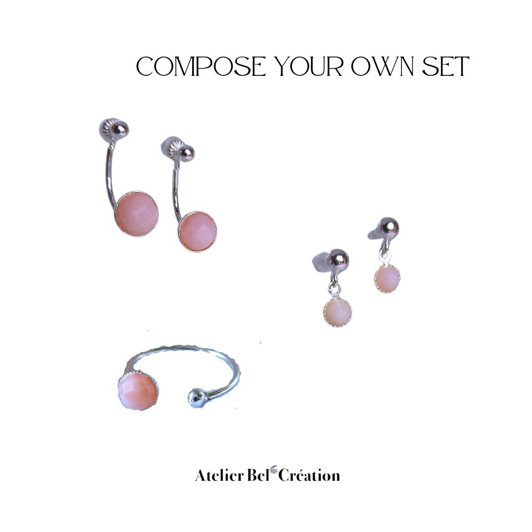 Open Ring Opal gemstone, silver plated brass