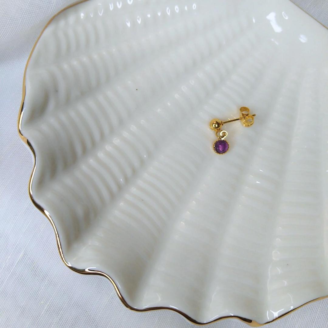 Amethyst stone Earrings | golden stainless steel, mono earring, dangling earring, hoop earrings, earrings studs