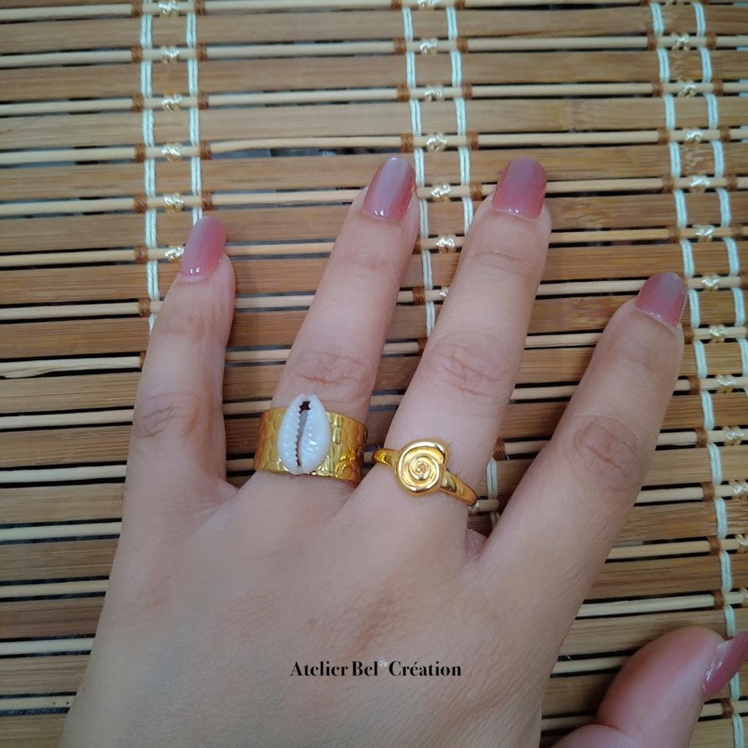 Shell Ring adjustable - Golden stainless steel