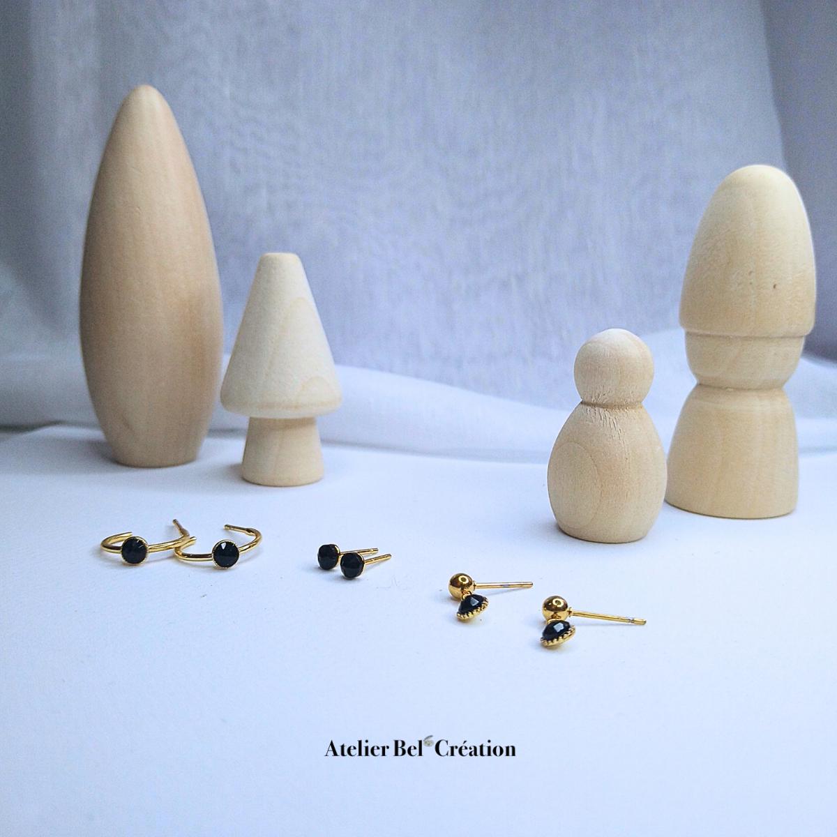 Earring Set | Golden stainless steel, natural stone, minimalist, mono earring, dangling earring, earrings studs, box jewelry set, gift